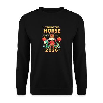 Nouvel An chinois du cheval 2026 - Sweat-shirt Unisexe - noir - Devant - Alina (178cm) & Michal (187cm)