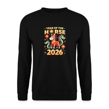 Chinese New Year Of The Horse 2026 - Unisex Sweatshirt - black - Front - Alina (178cm) & Michal (187cm)