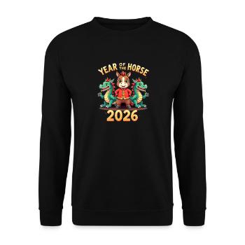Nouvel An chinois du cheval 2026 - Sweat-shirt Unisexe - noir - Devant - Alina (178cm) & Michal (187cm)