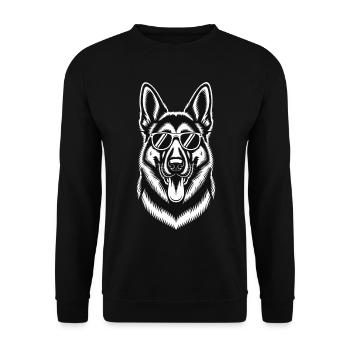 Stylish German Shepherd with Glasses Graphic Art - Unisex Sweatshirt - black - Front - Alina (178cm) & Michal (187cm)