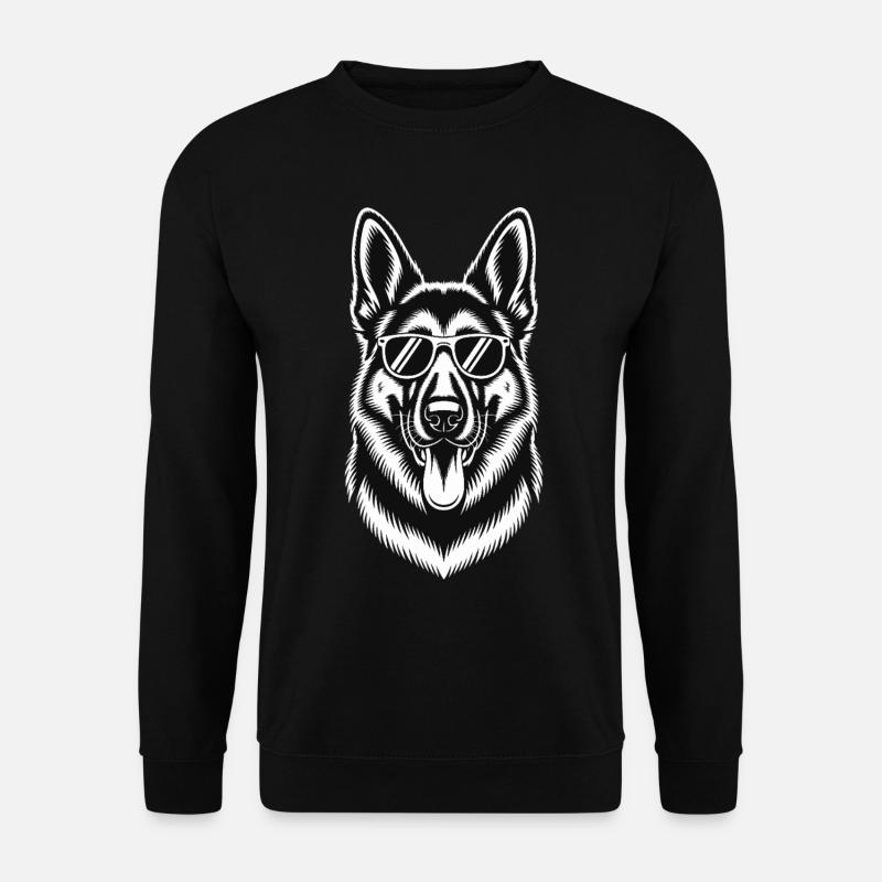 Stylish German Shepherd with Glasses Graphic Art - Unisex Sweatshirt - black