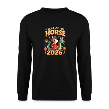 Nouvel An chinois du cheval 2026 - Sweat-shirt Unisexe - noir - Devant - Alina (178cm) & Michal (187cm)