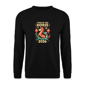 Chinese New Year Of The Horse 2026 - Unisex Sweatshirt - black - Front - Alina (178cm) & Michal (187cm)