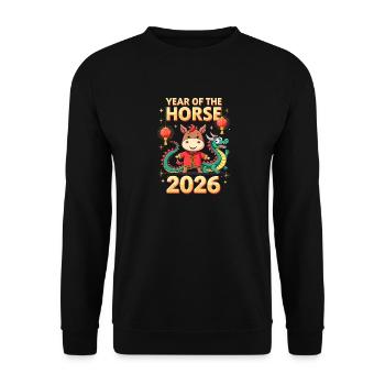 Chinese New Year Of The Horse 2026 - Unisex Sweatshirt - black - Front - Alina (178cm) & Michal (187cm)