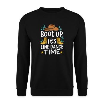 Boot Up It's Line Dance Time Country Graphic - Unisex Pullover - Schwarz - Vorne - Alina (178cm) & Michal (187cm)