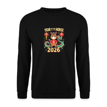 Chinese New Year Of The Horse 2026 - Unisex Sweatshirt - black - Front - Alina (178cm) & Michal (187cm)