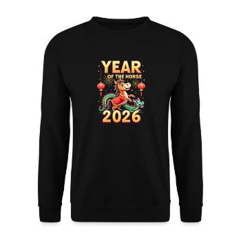 Chinese New Year Of The Horse 2026 - Unisex Sweatshirt - black - Front - Alina (178cm) & Michal (187cm)