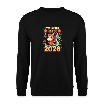 Chinese New Year Of The Horse 2026 - Unisex Sweatshirt - black - Front - Alina (178cm) & Michal (187cm)