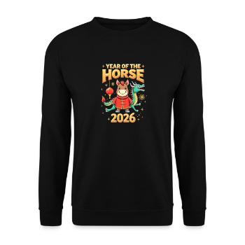 Nouvel An chinois du cheval 2026 - Sweat-shirt Unisexe - noir - Devant - Alina (178cm) & Michal (187cm)