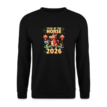 Chinese New Year Of The Horse 2026 - Unisex Sweatshirt - black - Front - Alina (178cm) & Michal (187cm)