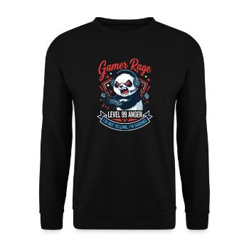 Gamer Panda Level 99 Rage - Unisex Sweatshirt - black - Front - Alina (178cm) & Michal (187cm)