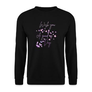 Wish You A Good Day Floral - Unisex Sweatshirt - black - Front - Alina (178cm) & Michal (187cm)