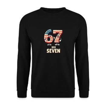 US Flag 67 Memes Six Seven - Unisex Sweatshirt - black - Front - Alina (178cm) & Michal (187cm)