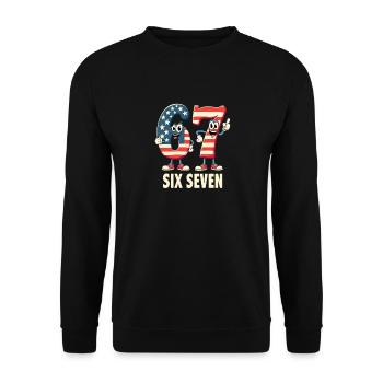 US Flag 67 Memes Six Seven - Unisex Sweatshirt - black - Front - Alina (178cm) & Michal (187cm)