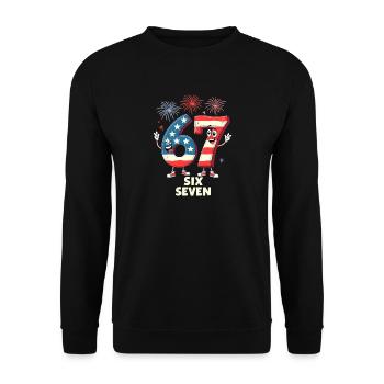 US Flag 67 Memes Six Seven - Unisex Sweatshirt - black - Front - Alina (178cm) & Michal (187cm)