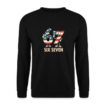 US Flag 67 Memes Six Seven - Unisex Sweatshirt - black - Front - Alina (178cm) & Michal (187cm)