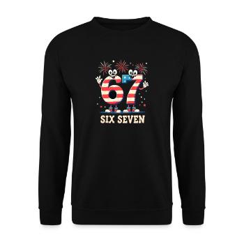 US Flag 67 Memes Six Seven - Unisex Sweatshirt - black - Front - Alina (178cm) & Michal (187cm)