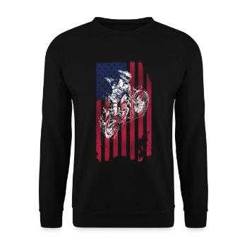 Drapeau américain du vélo de cross, - Sweat-shirt Unisexe - noir - Devant - Alina (178cm) & Michal (187cm)