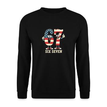 US Flag 67 Memes Six Seven - Unisex Sweatshirt - black - Front - Alina (178cm) & Michal (187cm)