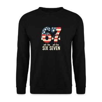 US Flag 67 Memes Six Seven - Unisex Sweatshirt - black - Front - Alina (178cm) & Michal (187cm)