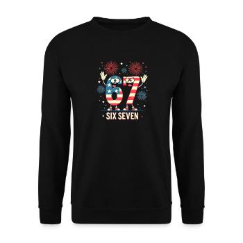 US Flag 67 Memes Six Seven - Unisex Sweatshirt - black - Front - Alina (178cm) & Michal (187cm)