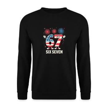 US Flag 67 Memes Six Seven - Unisex Sweatshirt - black - Front - Alina (178cm) & Michal (187cm)