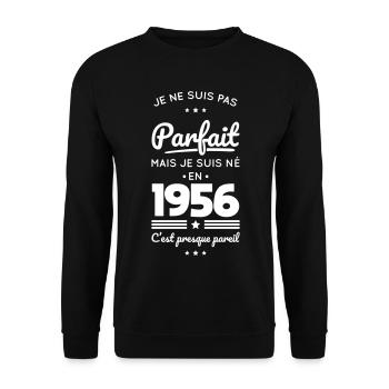 Né en 1956 – Pas parfait mais presque - Sweat-shirt Unisexe - noir - Devant - Alina (178cm) & Michal (187cm)