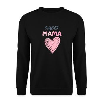 Mama - Super Mama - Unisex Pullover - Schwarz - Vorne - Alina (178cm) & Michal (187cm)