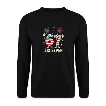 US Flag 67 Memes Six Seven - Unisex Sweatshirt - black - Front - Alina (178cm) & Michal (187cm)