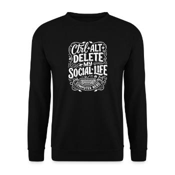 Ctrl+Alt+Delete – Computer Nerd Leben - Unisex Pullover - Schwarz - Vorne - Alina (178cm) & Michal (187cm)