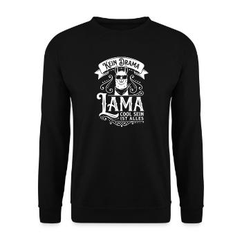 Llama with sunglasses – No drama - Unisex Sweatshirt - black - Front - Alina (178cm) & Michal (187cm)