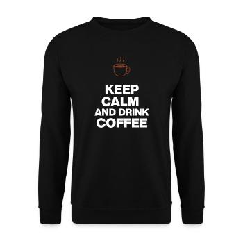 KEEP CALM AND DRINK COFFEE, OHNE KAFFEE GEHT NIX - Unisex Pullover - Schwarz - Vorne - Alina (178cm) & Michal (187cm)
