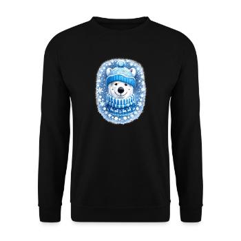 Cute polar bear in winter look - Unisex Sweatshirt - black - Front - Alina (178cm) & Michal (187cm)