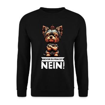 Bevor Du Fragst Yorkshire Terrier Yorkie Yorkies - Unisex Pullover - Schwarz - Vorne - Alina (178cm) & Michal (187cm)