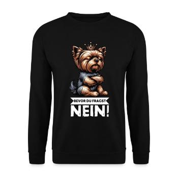 Bevor Du Fragst Yorkshire Terrier Yorkie Yorkies - Unisex Pullover - Schwarz - Vorne - Alina (178cm) & Michal (187cm)