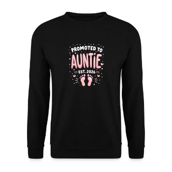 Aunt 2026 Aunt 2026 Promoted to Aunt 2026 - Unisex Sweatshirt - black - Front - Alina (178cm) & Michal (187cm)