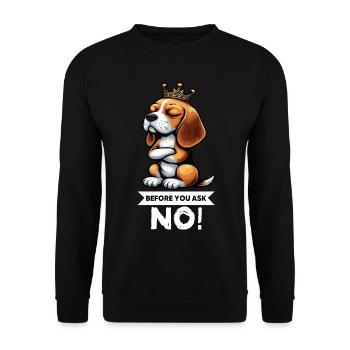 Before You Ask Beagle Beaglebesitzer Beaglehalter - Unisex Pullover - Schwarz - Vorne - Alina (178cm) & Michal (187cm)