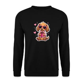 Dackel Dachshund Tekel - Unisex Pullover - Schwarz - Vorne - Alina (178cm) & Michal (187cm)