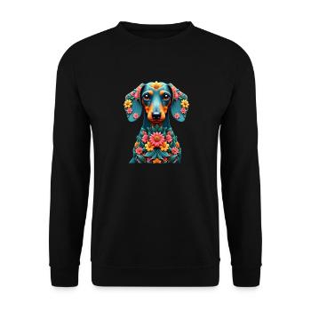 Dackel Dachshund Tekel - Unisex Pullover - Schwarz - Vorne - Alina (178cm) & Michal (187cm)