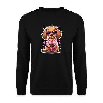 Dackel Dachshund Tekel - Unisex Pullover - Schwarz - Vorne - Alina (178cm) & Michal (187cm)