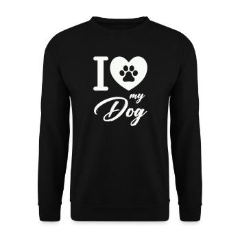 Ich liebe meinen Hund - Unisex Pullover - Schwarz - Vorne - Alina (178cm) & Michal (187cm)
