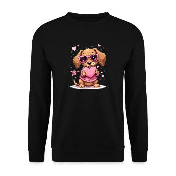Dackel Dachshund Tekel - Unisex Pullover - Schwarz - Vorne - Alina (178cm) & Michal (187cm)