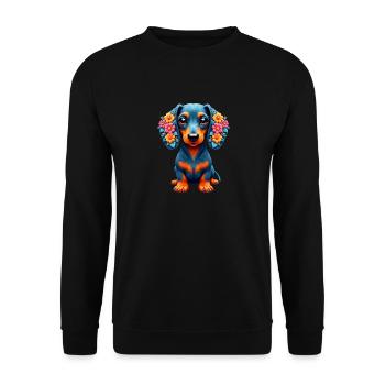 Dackel Dachshund Tekel - Unisex Pullover - Schwarz - Vorne - Alina (178cm) & Michal (187cm)