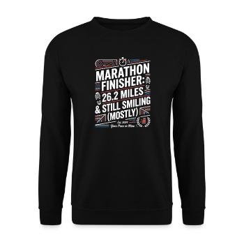 Marathon Finisher: Still Smiling - Unisex Pullover - Schwarz - Vorne - Alina (178cm) & Michal (187cm)