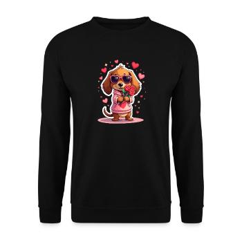 Dackel Dachshund Tekel - Unisex Pullover - Schwarz - Vorne - Alina (178cm) & Michal (187cm)