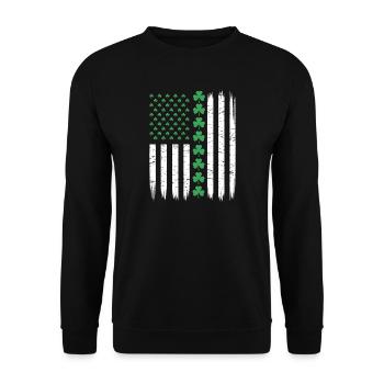 US American Flag with Shamrocks for St Patricks - Unisex Sweatshirt - black - Front - Alina (178cm) & Michal (187cm)