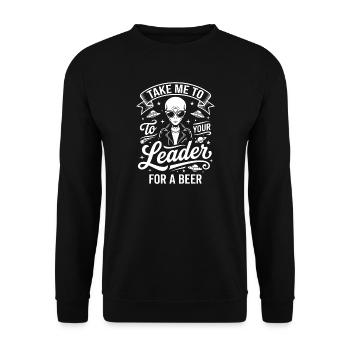 Alien Beer Mission Design - Unisex Pullover - Schwarz - Vorne - Alina (178cm) & Michal (187cm)