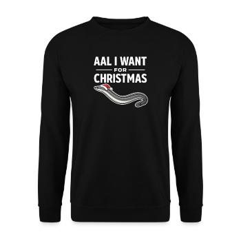 Aal I Want For Christmas – Funny Eel Shirt - Unisex Sweatshirt - black - Front - Alina (178cm) & Michal (187cm)