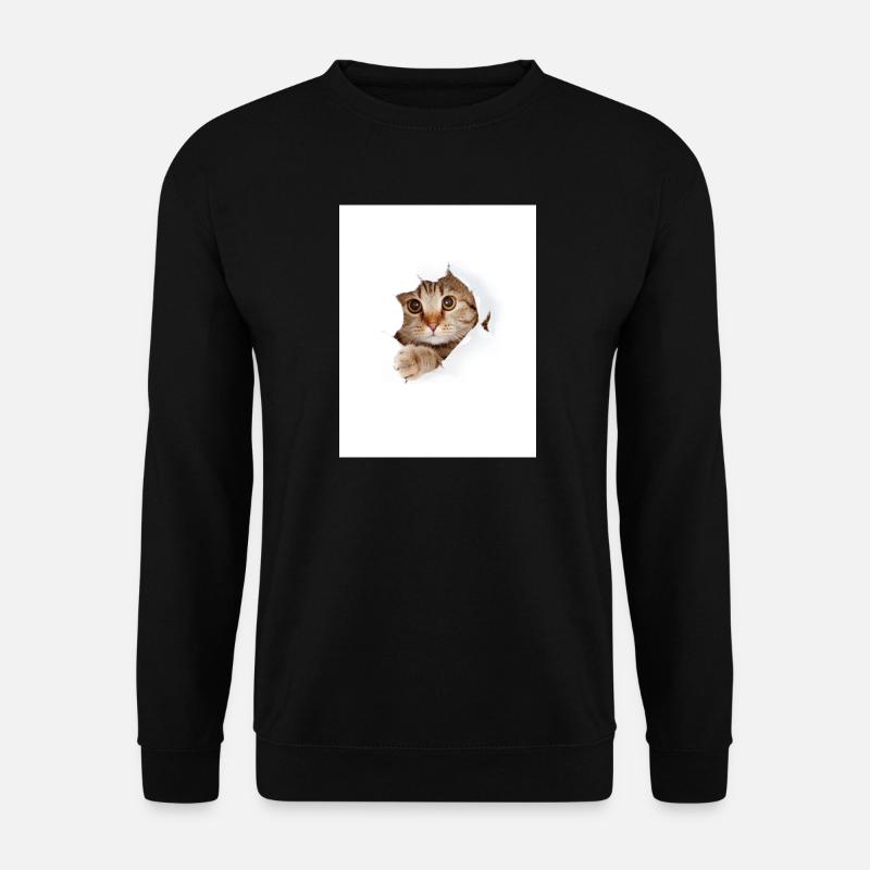 Peekaboo Kitten Through Paper Tear - Unisex Sweatshirt - black