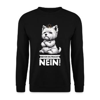 Avant que vous ne demandiez, pas de Westie Westland Terrier - Sweat-shirt Unisexe - noir - Devant - Alina (178cm) & Michal (187cm)